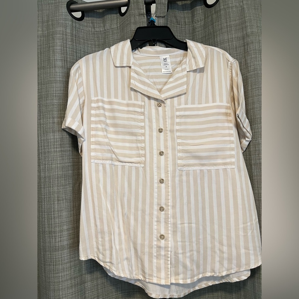 Member’s Mark Striped Cream Button-Up Women's Top